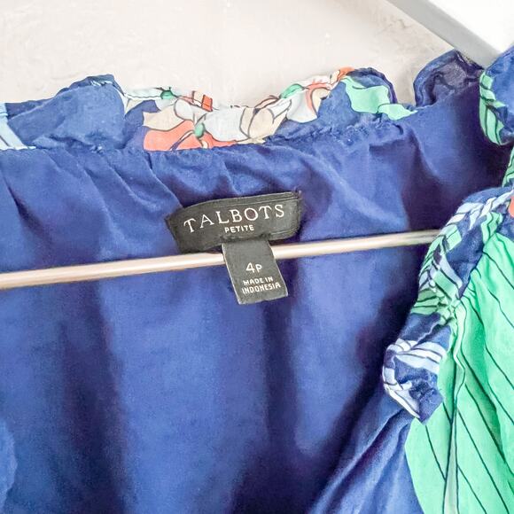 Talbots Blue Floral Midi Dress size 4 Petite - Picture 4 of 5